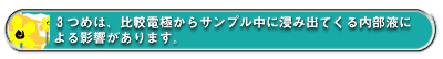 3つめは、比較電極からサンプル中に浸み出てくる内部液による影響があります。