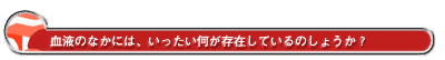 血液のなかには、いったい何が存在しているのしょうか?