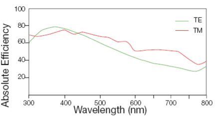 ルールド平面グレーティングの典型的な効率性能