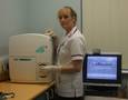 Bunney, Oncology Phlebotomist, putting the new ABX Pentra 60C+ through its paces at the Macmillan Primrose Unit in Bedford