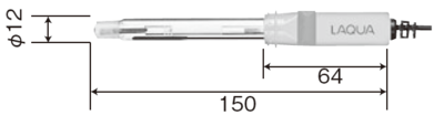 フラット形 pH複合電極 6261-10C 外形寸法図
