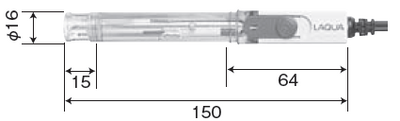 防水プラスティックpH電極 9625-10D 外形寸法図