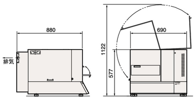 炭素・硫黄分析装置 EMIA-810W　外形寸法図（単位：mm）