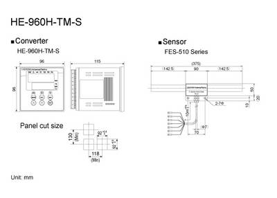 Dimensions of HE-960H-TMAH