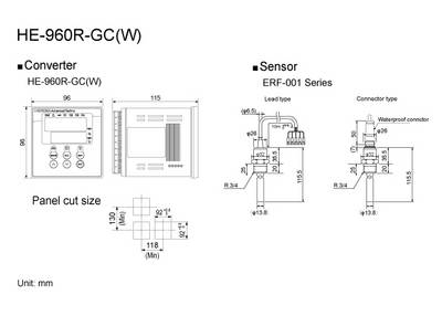 Dimensions of HE-960E-GC(W)