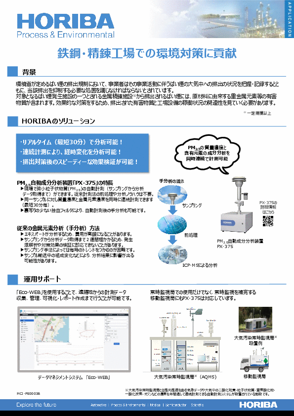 鉄鋼･精錬工場の環境対策に貢献 MCJ-PE0003B