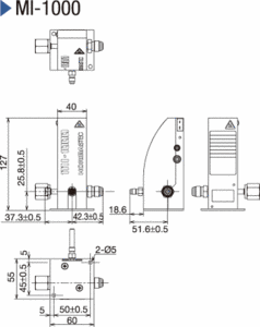 Dimensions of MI-1000 and MV-1000