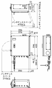 外形寸法図(単位：mm)：装置本体