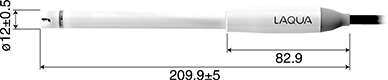 イオン液体塩橋搭載pH電極 PUREIL 9600-10D 外形寸法図
