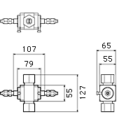 外形寸法図(単位：mm)：インラインセル